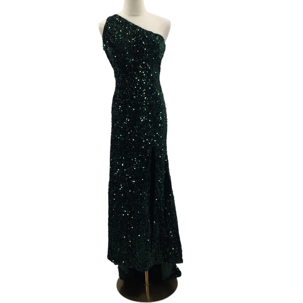 Glamorous One-Shoulder Sequin Maxi Dress